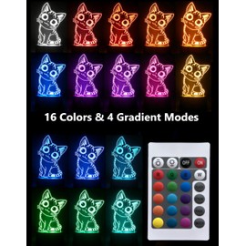 Lumipallas Cat Night Light Remote Control, Kitty Cute 3D Illusion RGB, Touch Bedside Lamp, Gifts for Kids Birthday, Bedroom Decor, Kids Room, Baby Nursery