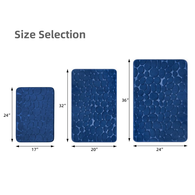 YIHOUSE Memory Foam Bath Mat Cobblestone Bathroom Rug Non Slip