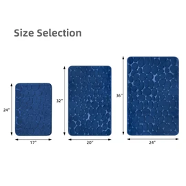 YIHOUSE Memory Foam Bath Mat Cobblestone Bathroom Rug Non Slip Washable Bathroom Mats Super Absorbent Bathroom Floor Mats(20"x32",Dark Blue)