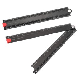 Crumye 30cm folding ruler, Metal Foldable Ruler, 90° Foldable Metal Aluminum Ruler 0-300mm Length Fold Straight Angle Measure Stationery Black for Machine-Made Glass Making