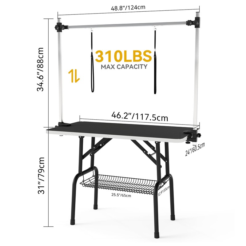 DWVO 46'' Dog Grooming Table, Foldable Pet Grooming Table with