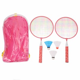 Kids Badminton Racket Set Lightweight Easy Grip Badminton Racquets for School Outdoor Backyard Games Red