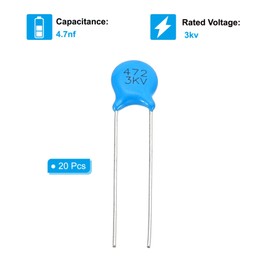 PATIKIL 20pcs 4.7nf 3kv High Voltage Ceramic Capacitors Ceramic Chip Capacitors Assortment Kit for Power Supply, Blue