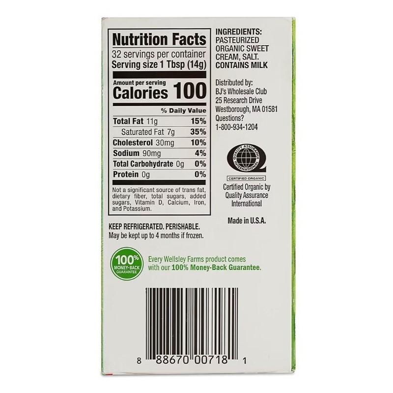 Wellsley Farms Organic Salted Butter, 2 pk./1 lb.