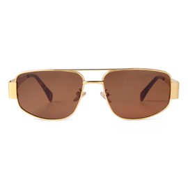 JUDOO Trendy Aviator Sunglasses for Women Men Gold Metal Frame Retro Driving Pilot Sunglasses Shades Womens Sunglasses, 57MM (Gold Metal Frame/Tawny Lens)