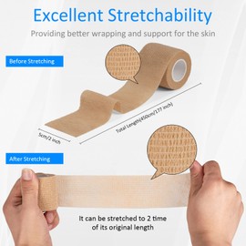6Pcs 2”x 5 Yard Self Adhesive Bandage Wrap Breathable Self Adherent Cohesive Wrap Bandages Vet Tape for Dog Cat Athletic Elastic Cohesive Bandage Wrist Ankle Grip Cover Wrap Tape (Skin Color)