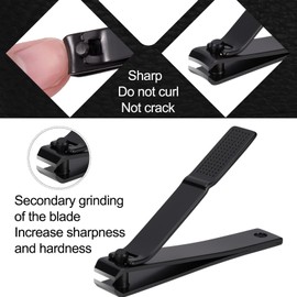 Nail Clipper Set, Ultra Sharp Black Stainless Steel Fingernail & Toenails Clipper and Nail File with Leather Travel Case,Great Christmas Gift,Stocking Stuffers for Men and Women