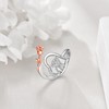 POPLYKE Highland Cow Open Ring Sterling Silver Cow Rose Heart