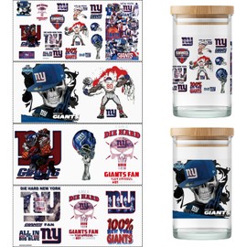 4 Sheet Cup Wraps American Football UV Dtf Cup Wraps for 16 Oz Glass Cups Tumblers, Waterproof Super Bowl Rub on Transfers Stickers for Wood Furniture Car DIY Crafts Decor Wrap Decals (02)