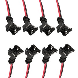 Polcatay 8 PCS Car Fuel Injector Connector, Standard Specification Injector Socket with Extended Pigtail Wiring Harness, Waterproof Shell + Copper Core Plug, Universal for Most Cars (Black)