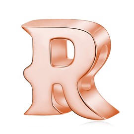 Rose Gold Letter Charms Solid Sterling Silver Initial A-Z Alphabet Charm Beads, Sterling Silver