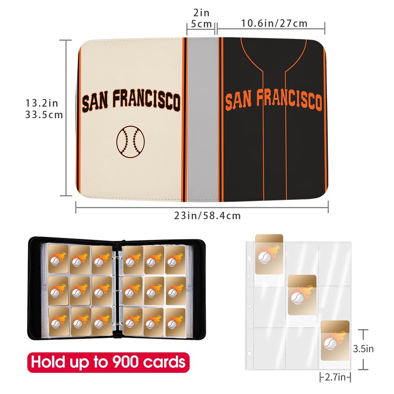 Baseball Card Binder with Sleeves 900 Pocket, San Francisco Baseball