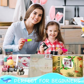 MIAOLLUN Jungle Fox Latch Hook Kits for Adults, Fox Latch Hook Kits DIY Throw Pillow Cover Cross Stitch Arts Craft Embroidery for Home Sofa Furniture 17X17inch