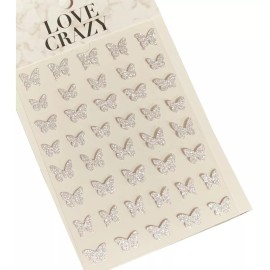 Love Crazy Sticker Pegatina Para Uñas Forma Mariposa Glitter Reflectivo