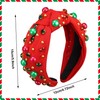 Christmas Headband for Women Xmas Bow Knotted Headbands Red Jeweled