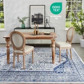 Syalife Washable Rugs 8x10, Vintage Area Rugs for Living Room with Non Slip Backing, 8'x 10' Rugs Distressed Indoor Carpet Non-Shedding Rugs for Bedroom, Dining Room, Office (Navy Blue, 8'x 10')