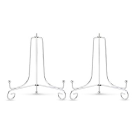 Artliving (2 Piezas) Hierro Pantalla Soporte Plata Hierro Caballete para Libros de Cocina, Fotos, Platos Decorativos,Bowl,Placas, Tablets,6 Pulgadas