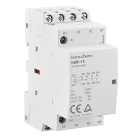 Heschen Household AC Contactor, HSR1-16, Ie 16A, 4 Pole, Four Normally Closed, AC 12V Coil Voltage, 35mm DIN Rail Mount