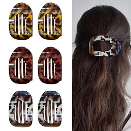 6pcs Leopard Print Flat Hair Clips for Women, Claw Clips for Women, Stylish and Practical Flat Claw Clip for Everyday Use