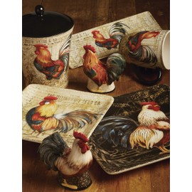 Certified International Gilded Rooster Set/4 Soup/Pasta Bowl 9.25" x 2", Assorted Designs,One Size, Multicolored