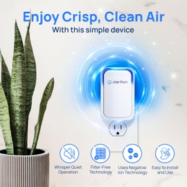 Clarifion - Air Ionizers for Home (3 Pack), Negative Ion Filtration System, Quiet Air Freshener for Bedroom, Office, Kitchen, Portable Air Filter Odor, Smoke Dust, Pets, Eliminator, Mini Air Cleaner