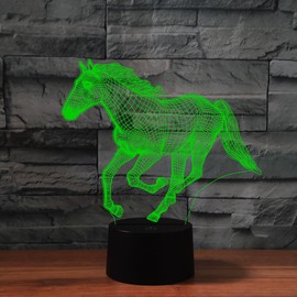 SUPERHONGJIHAO Nachtlicht für Kinder 3D Pferde LED Lampe mit Fernbedienung 16 Farbwechsel Geburtstagsgeschenk für Kinder