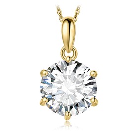 JewelryPalace Round 1ct 1.5ct 2ct 3ct Moissanite Chain Pendant, Simulated Diamond Bridal Jewellery Set, Women's Silver 925 Necklace with Stone, Jewellery Girls Women Rose Gold 45 cm, Gemstone,