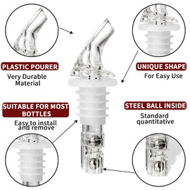 SuproBarware Automatic Measured Bottle Pourer 1.5oz - Quick Shot Spirit Measure Pourer Drinks Wine Cocktail Dispenser Home Bar Tools (4 pack ringless)