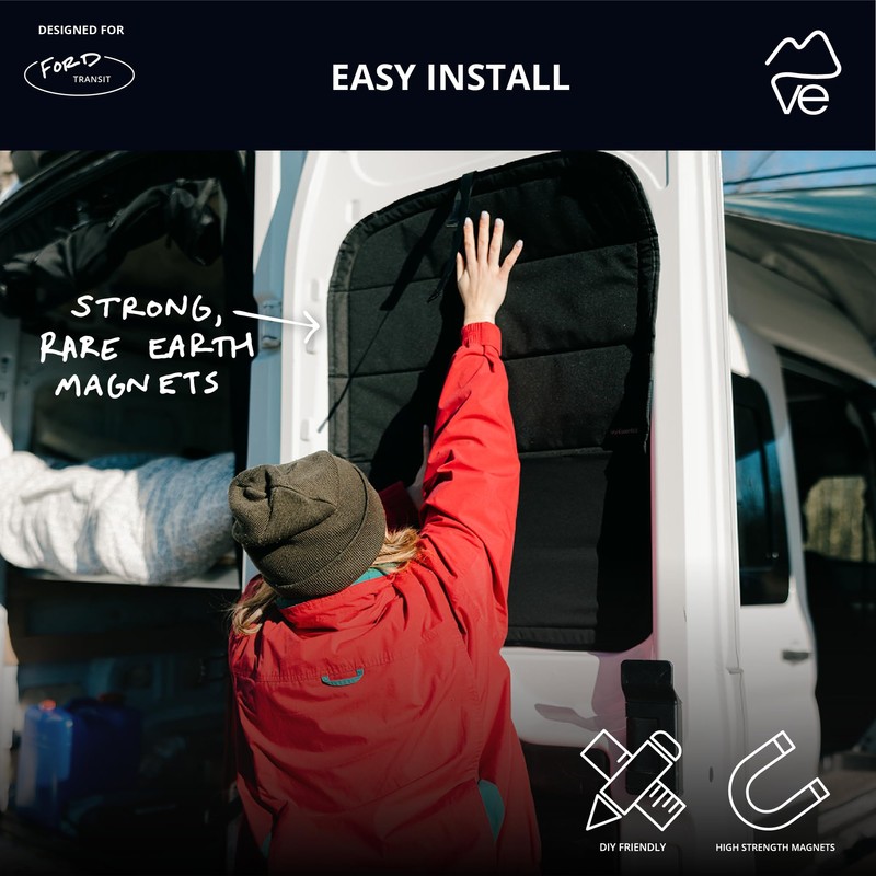 VanEssential Insulated Stealth Blackout Window Covers Designed for Ford Transit