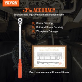 VEVOR Torque Wrench, 1/2-inch Drive Click Torque Wrench 25-250ft.lb/34-340n.m, Dual-Direction Adjustable Torque Wrench Set, Mechanical Dual Range Scales Torque Wrench Kit with Adapters Extension Rod