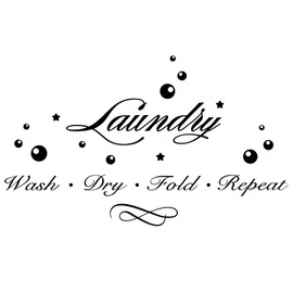 Laundry Room Decals Laundry Bubble Quote Sticker Laundry Room Wash Dry Fold Repeat Wall Decor Decal Laundry Signs Vinyl Decals Peel and Stick for Home Washing Machine Dryer (Style-2)