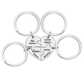 Xiahuyu Sister and Brother Gifts Keychain 4pcs for Big Sister Middle Sister Little Sister Little Brother Matching Keychain Set Christmas Birthday Gifts Sibling Gifts for Sister and Brother