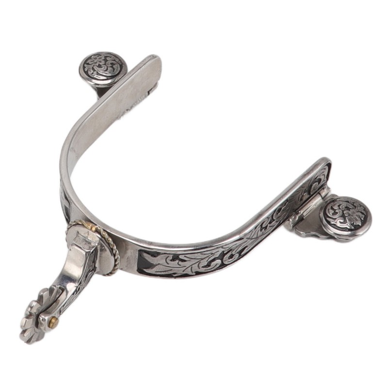 One Pair Boot Spurs Stainless Steel Vintage Leaf Patterned Western