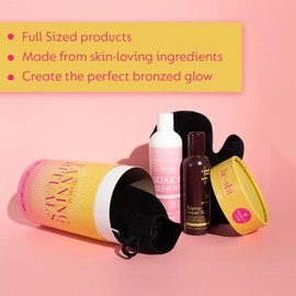 He-Shi Express Liquid Tan Instant Fake Tan Liquid – No False Tan Smell – Quick Dry & Streak Free Formula – Natural Vegan Formula Containing Glycerine – Body & Face Self Tan (Tanning Rituals Gift Set)