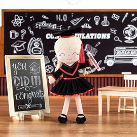 Gloveleya Baby Girl Gifts Graduation Plush Girls Dolls Congratulation Gift for Kindergarten Black 16 inch