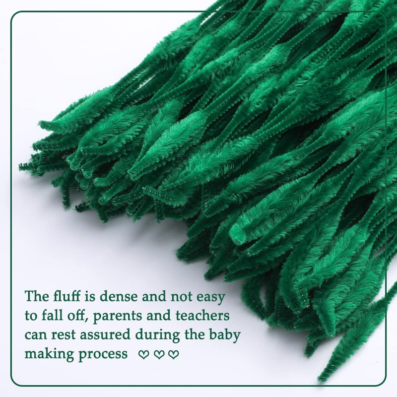 100 PCS Chenille Stem, Bump Chenille Stems, Green Pipe Cleaners
