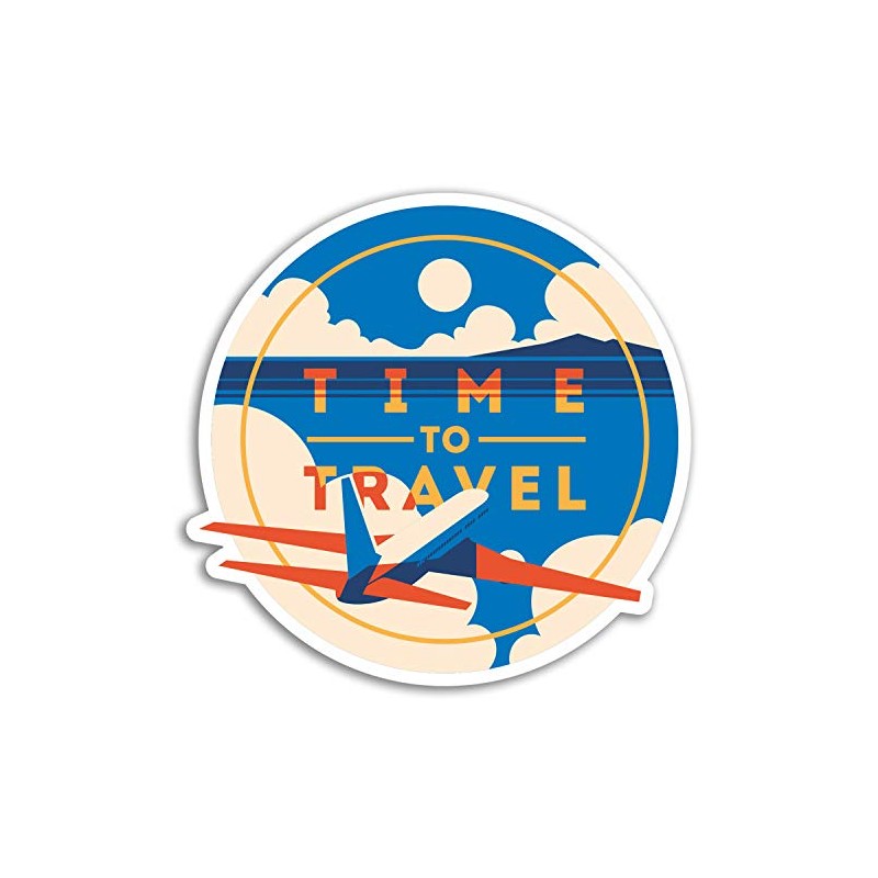 2 x 10cm Retro Travel Vinyl Stickers - Plane Airplane