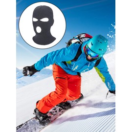 3-Holes Ski Mask Full Face Cover Knitted Neck Cover Winter 3 Hole Balaclava Outdoor Sports Cycling Hat for Men and Women (Black, Navy Blue, Light Grey,Adult Size)