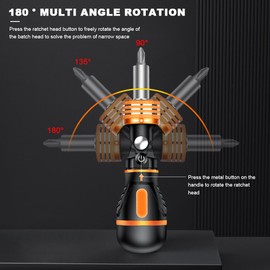 flintronic Screwdriver, Magnetic Ratchet Screwdriver, Magnetic Tip, Kraftform Compact Stubby Screwdriver with Bit Magazine, Adjustable Rotation Screwdriver (9 Pieces)