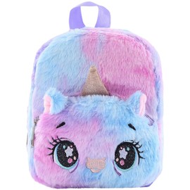 QWEPU Plush Unicorn Backpack, Unicorn Plush Backpack for Children, Large Eyes Nursery Book Bag, Bags Double Shoulder Bag, Unicorns Gifts, Toddler Backpack for Boys and Girls, purple