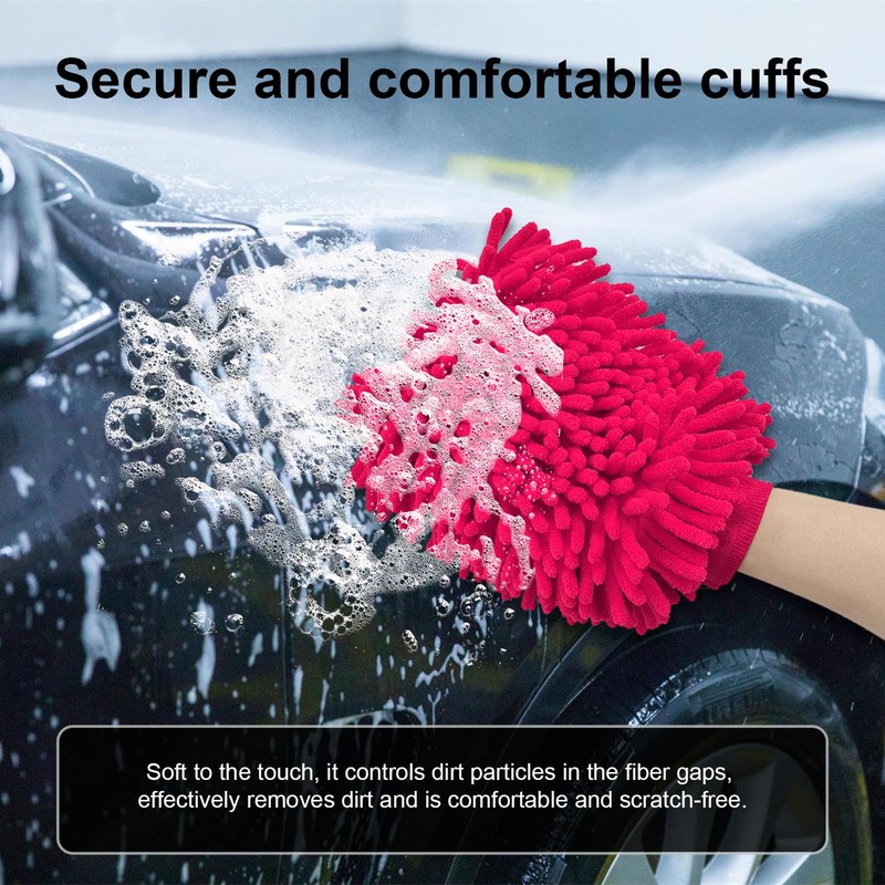 Ziciner Premium Microfiber Wash Mitt, Soft Scratch-Free Double-Sided Chenille Washing