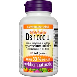 Webber Naturals Webber Naturals Vitamin D3 1000 IU, 240 Softgels, For Healthy Bones, Teeth, and the Maintenance of Good Health