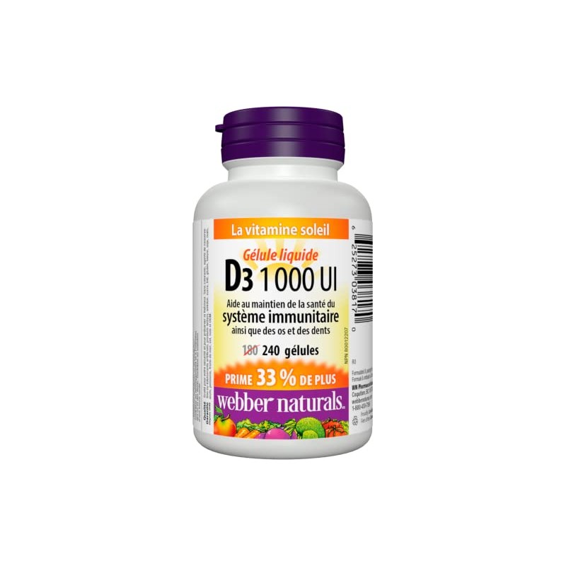 Webber Naturals Webber Naturals Vitamin D3 1000 IU, 240 Softgels,