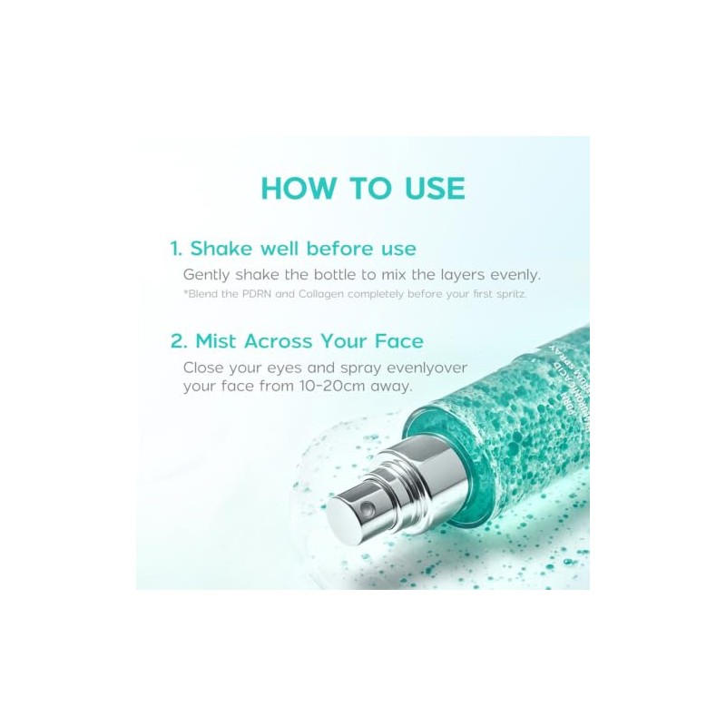Collagen Glow Facial Serum Spray con Ácido Hialurónico, PDRN Bruma