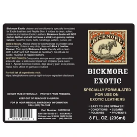 Bickmore Exotic 8oz - Specially Formulated Leather Spray Used to Clean Condition Polish and Protect Exotic Leathers & Reptile Skins