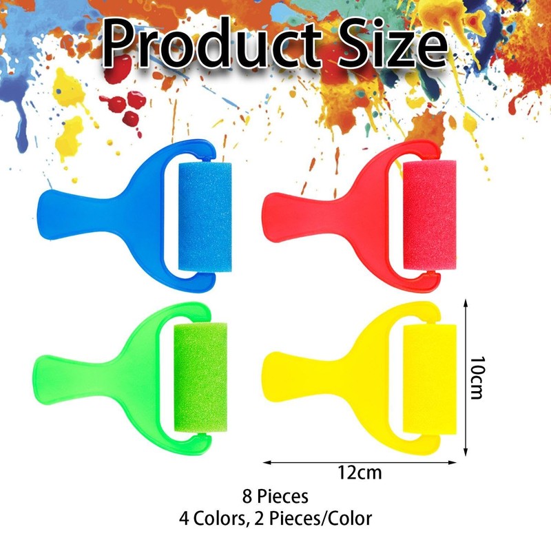 CHROMACRAFT 8 Pieces Sponge Roller Brushes Plastic Handle Paint Brushes