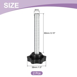 QUARKZMAN Pack of 2 M10 x 80 mm Star Handles, Plastic Hex Clamping Knob, Screwdriver, Hand Locking Replacement Knob for Parasol Stand, Replacement Knob