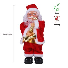 Xmas Electric Santa Claus 12'' Singing Dancing Santa Claus Ornaments Santa Figure Toy Creative Musical Toys Santa Claus Doll Novelty Christmas Decorations Christmas Ornaments for Home Fireplace Toys