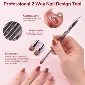siyuwuro Kolinsky Sable Nail Brush French Nail Brush 2 Way Professional UV Gel Acrylic Nail Art Brush with Dotting Tool for French Manicure Cuticle Clean Up Nail Art Design Brush (8#)