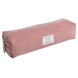 EXACOMPTA - 52960E - 1 Square Velvet Pencil Case - Pastel Colours with a Printed Label - Random Colours - Blue, Light Pink, Sage Green or Dusky Pink, random, Modern and trendy